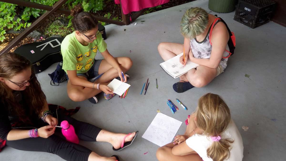 campers writing letters home at Canadian Adventure Camp