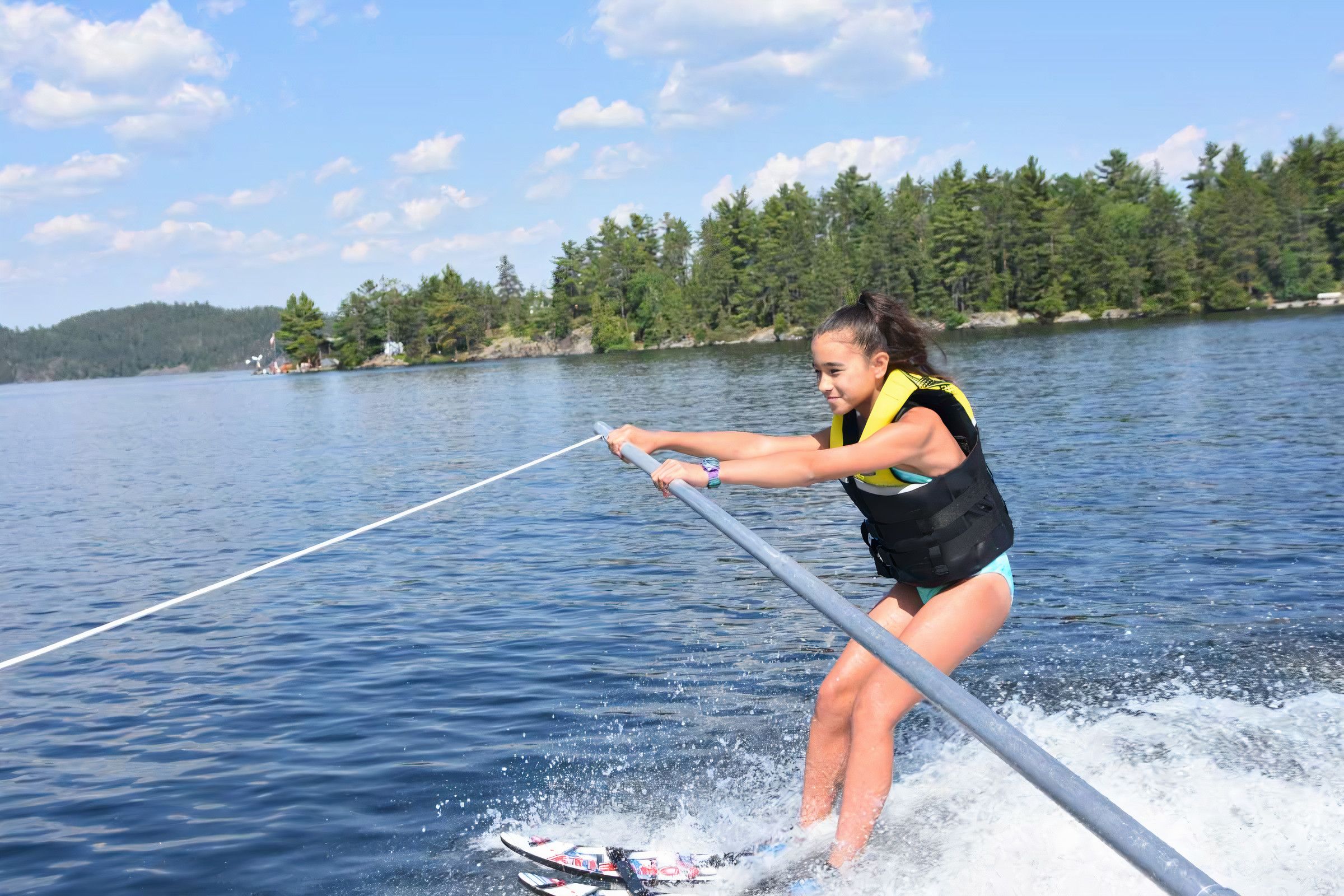 beginner waterskier at Canadian Adventure Camp