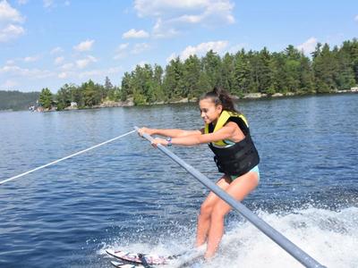 beginner waterskier at Canadian Adventure Camp