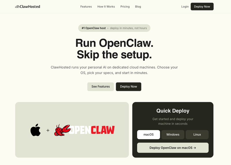 ClawHosted home page