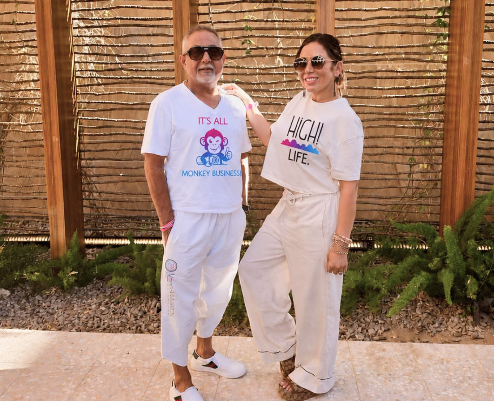 Two people in Yogis + Weirdos apparel
