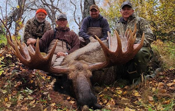 Trophy Alaska-Yukon moose during a guided hunt in Alaska.