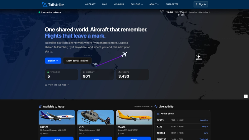 Everything in Tailstrike at launch