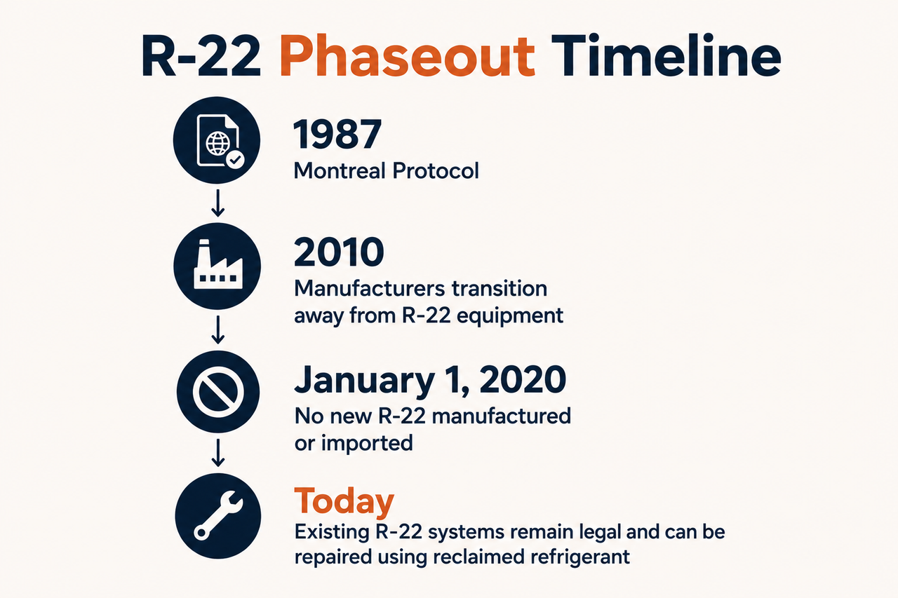 Timeline showing R22 Phaseout