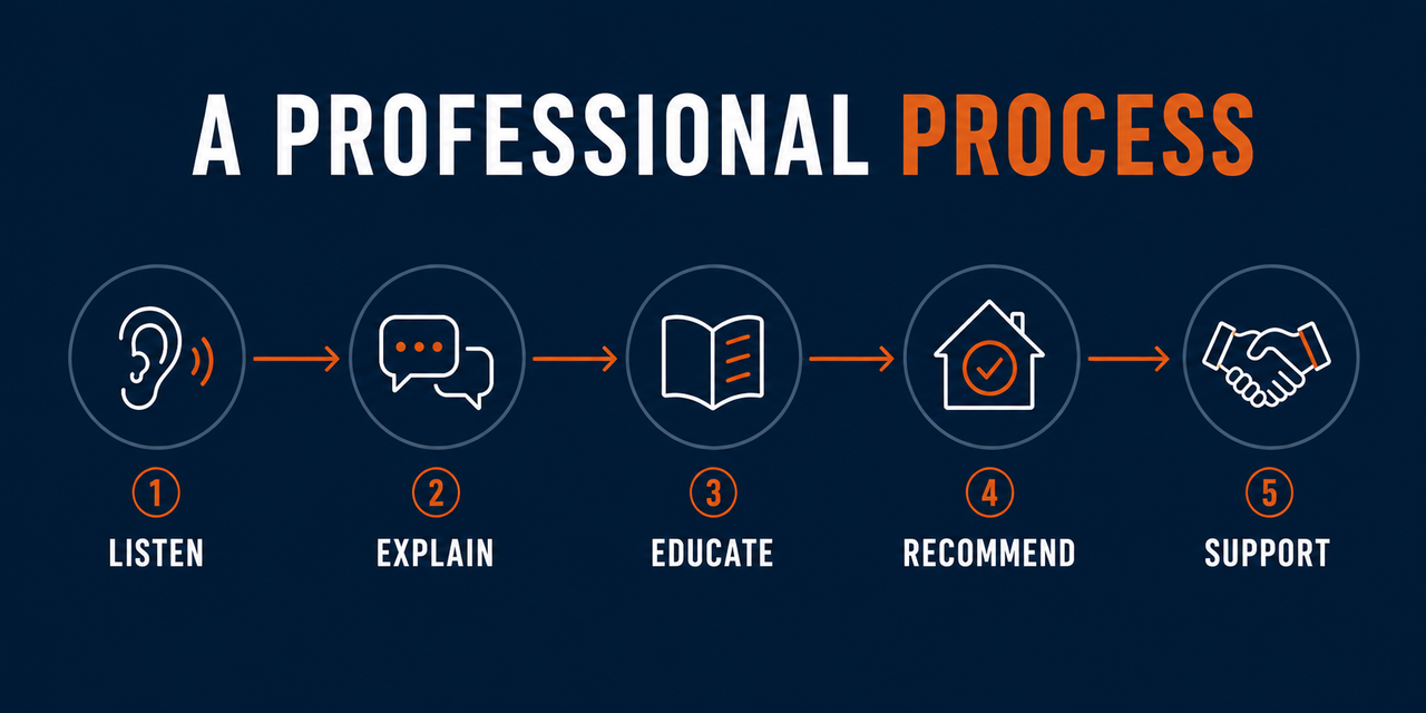 Graphic showing what an HVAC professional process looks like