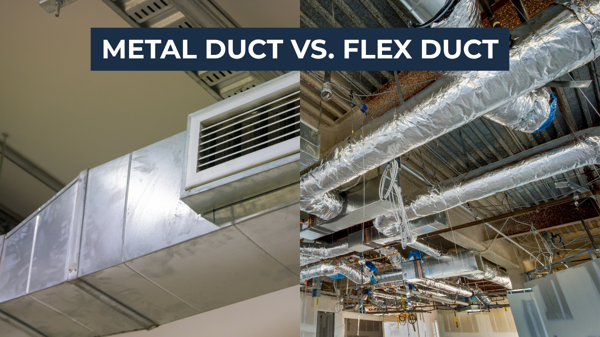 Side by side image of metal and flex duct
