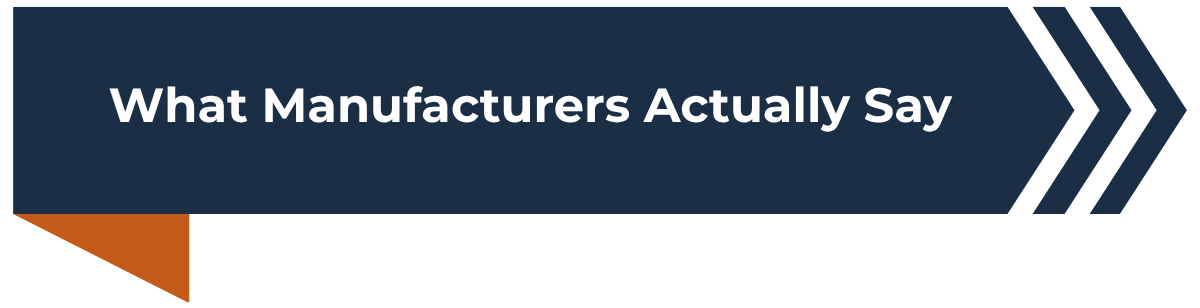 What manufacturers actually say