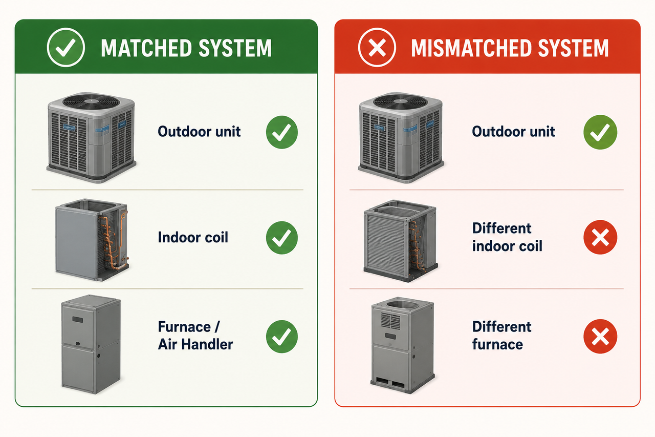 Match and Mismatched HVAC System