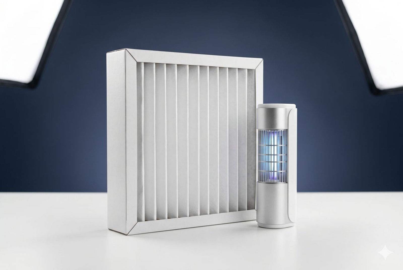 Indoor air quality products including a media filter