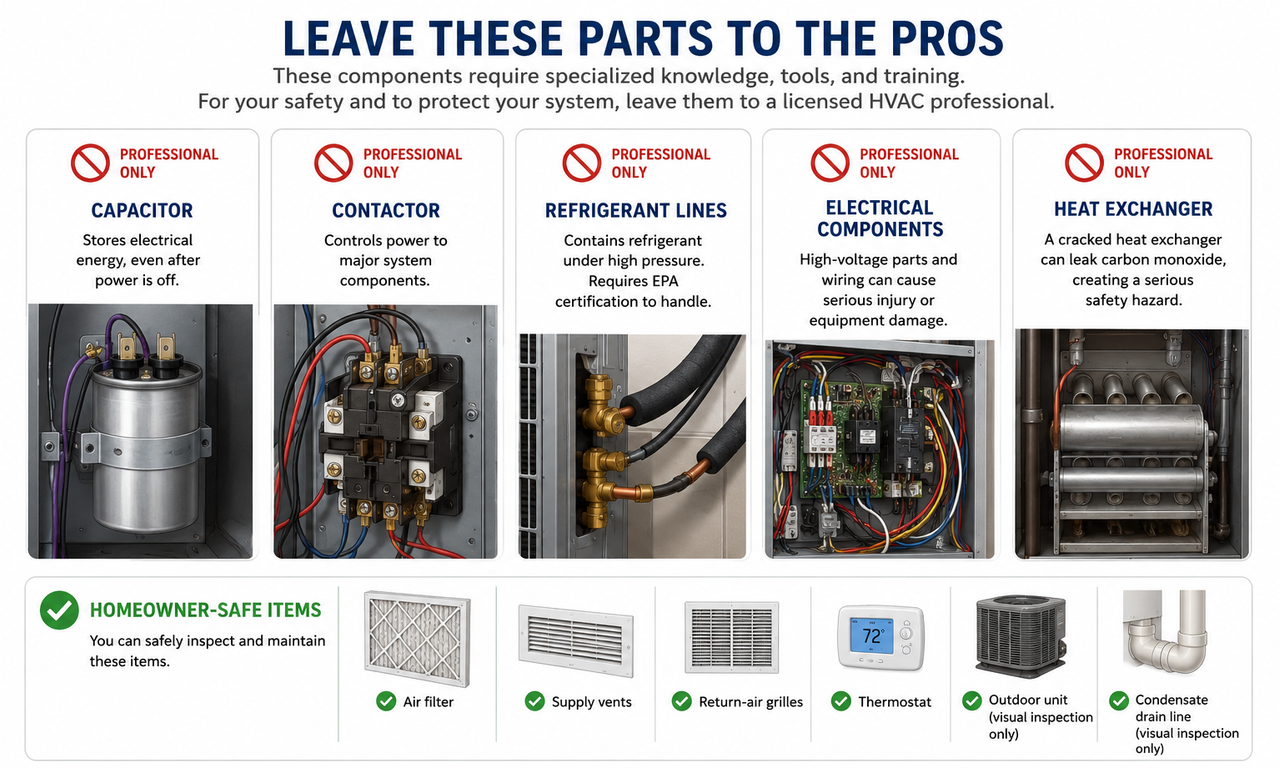 illustration identifying the parts homeowners should leave alone