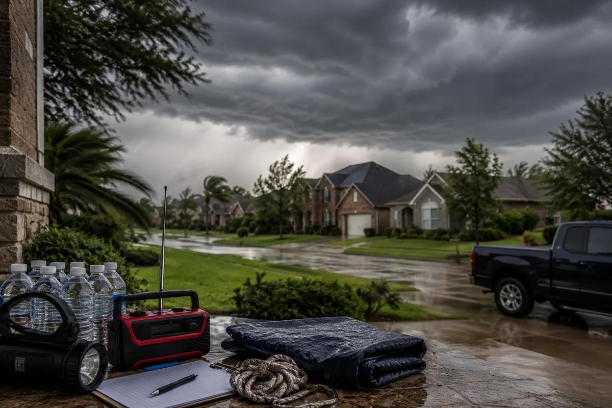 A Cypress home before a storm