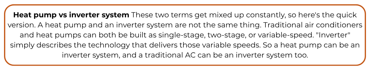 Heat pump vs inverter system