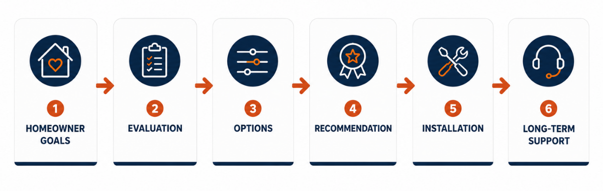 Graphic showing decision process flow when choosing the right HVAC company