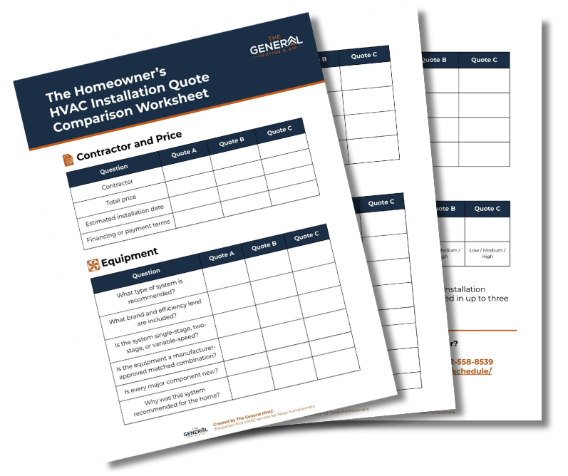 HVAC Quote Comparison Worksheet