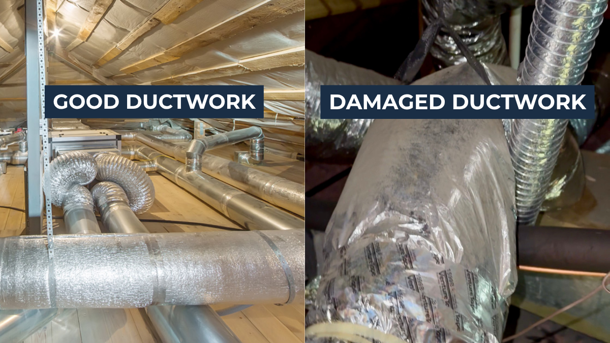 Good ductwork and damaged ductwork