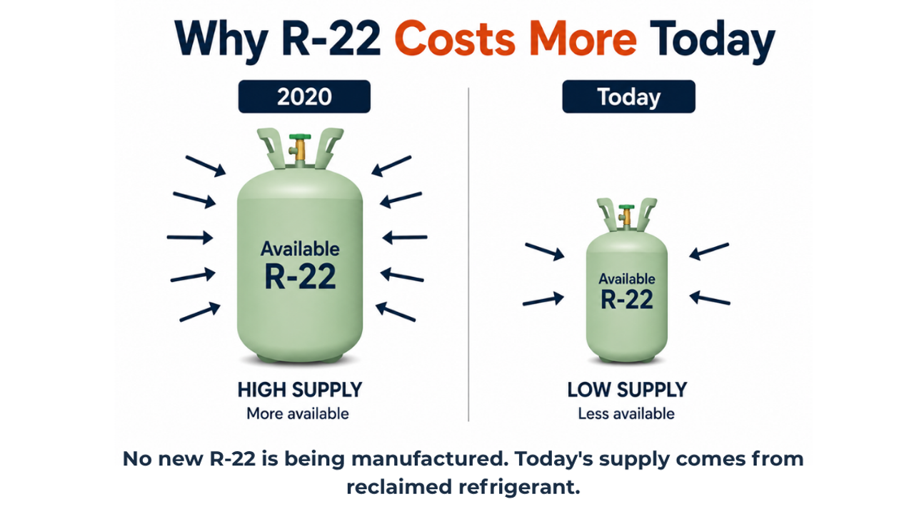 Illustration showing why R22 costs more today than the previous years
