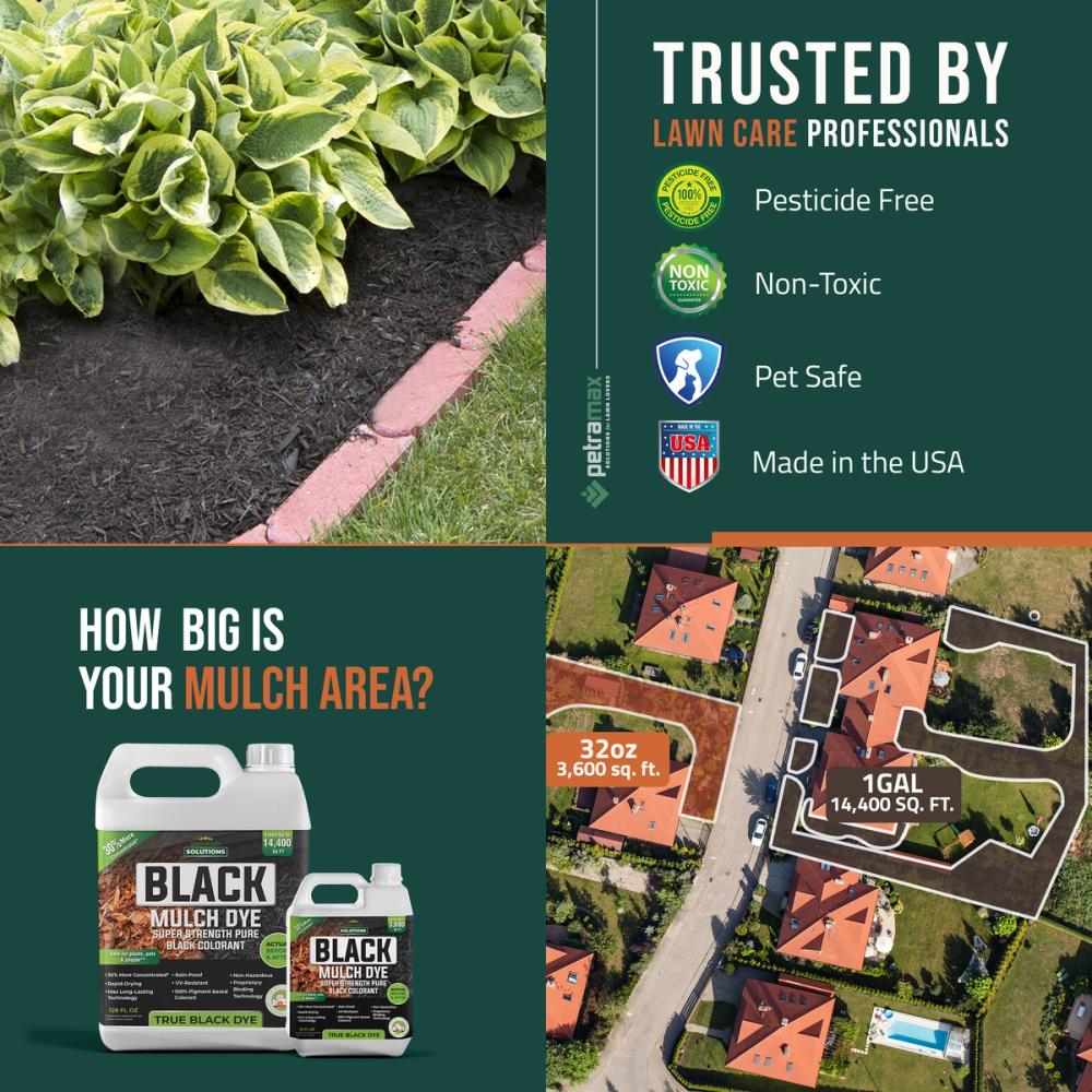 Mulch Dye Liquid Lawn Solution 32oz and 1Gal PetraTools