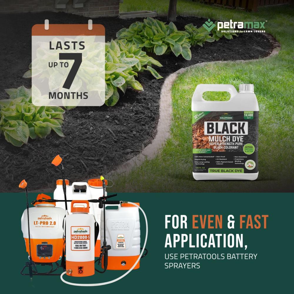 Mulch Dye Liquid Lawn Solution 32oz and 1Gal PetraTools