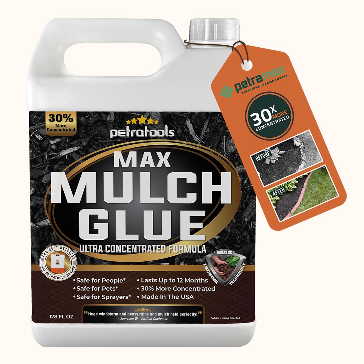 PetraTools Mega Mulch Glue - Rock Glue, Gravel Glue, and Gravel Binder, Gravel Stabilizer and Mulch Glue Binder - Rock Glue for Landscape