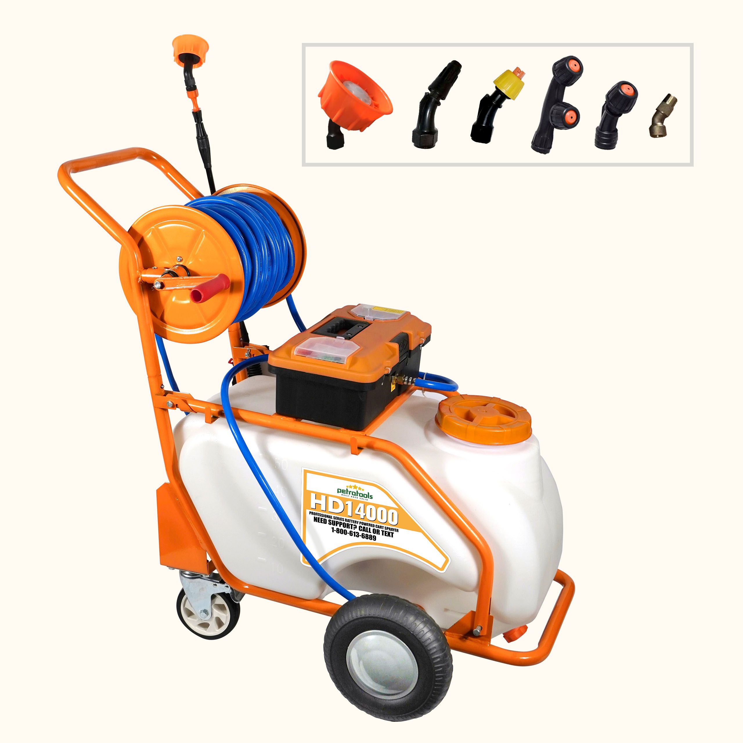PetraTools Battery Powered 13 Gallon Pushcart Sprayer (Prime