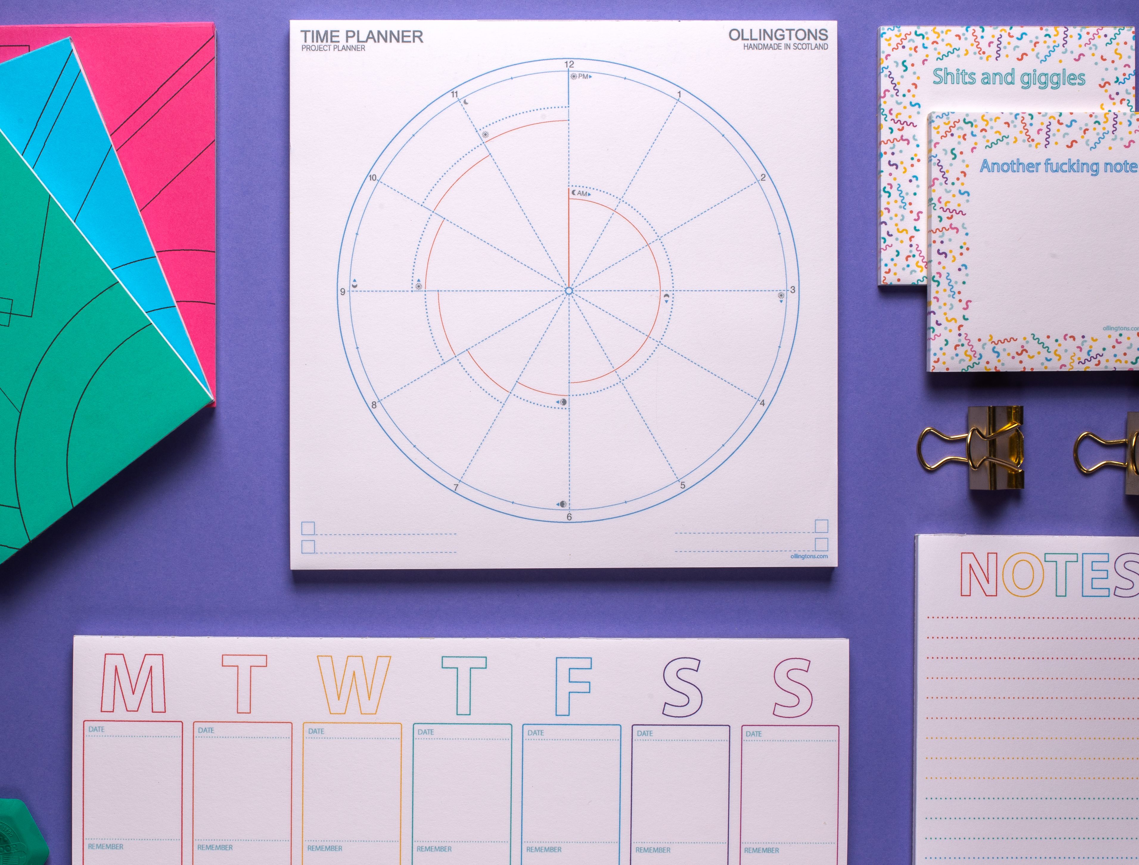 Ollingtons stationery flat lay hero image medium format style light and shadow