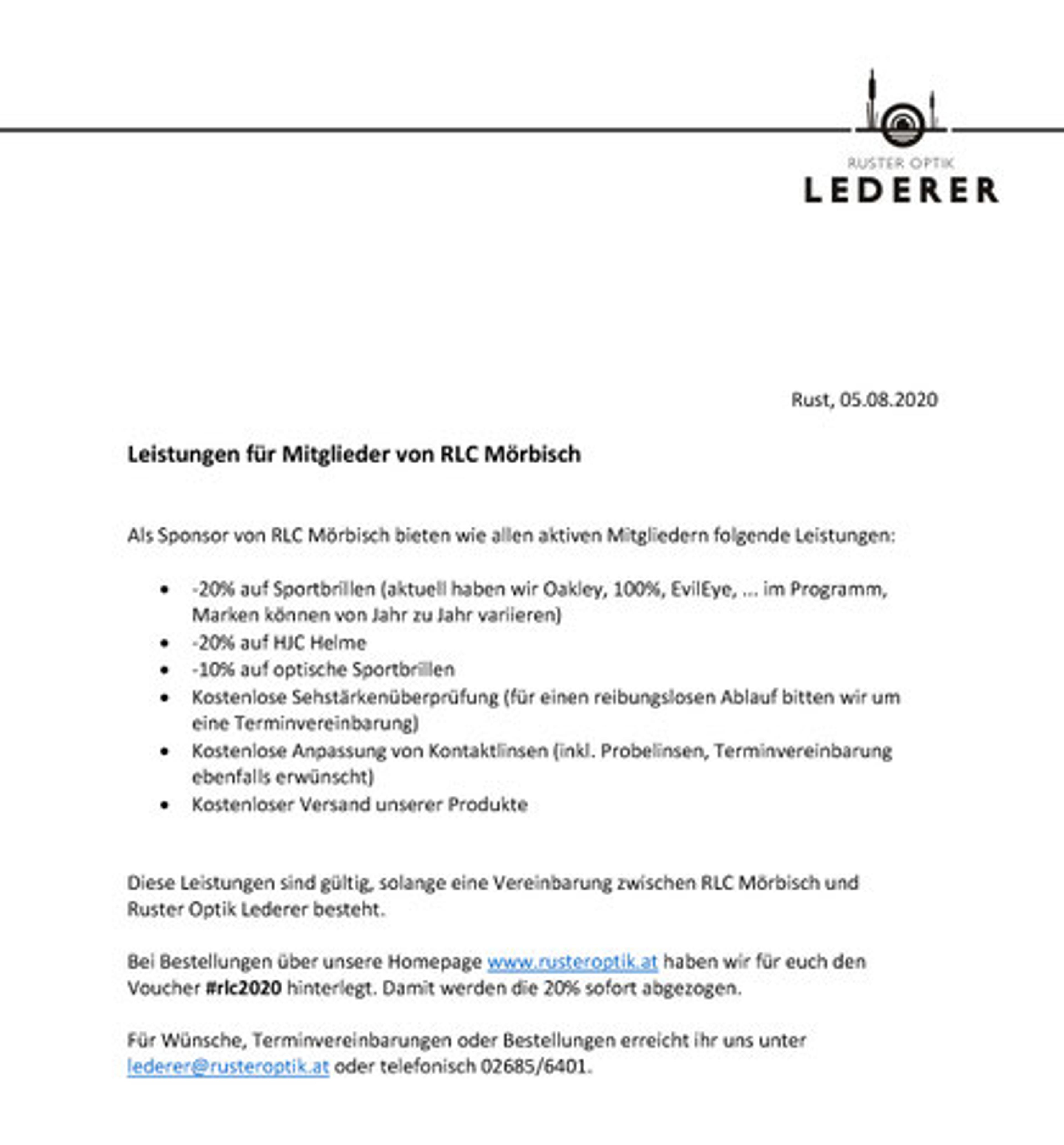 Unser Sponsor Ruster Optik Lederer hat sich etwas einfallen lassen