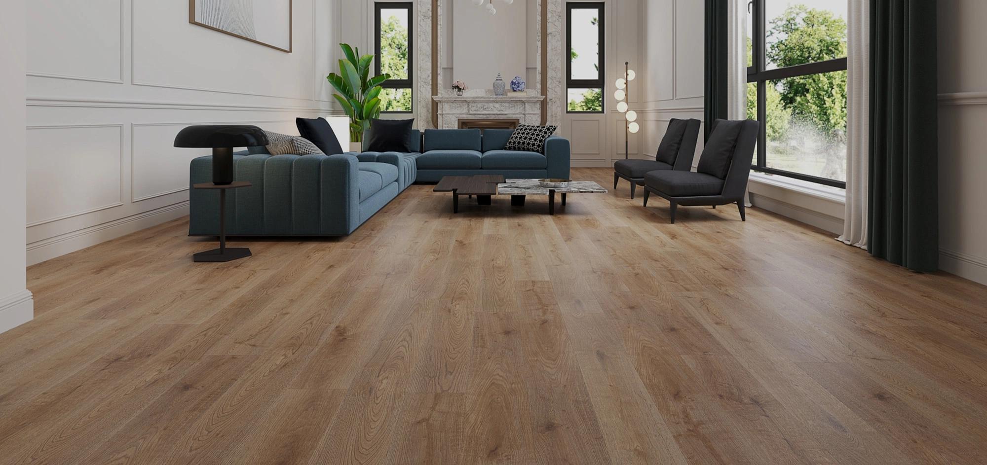 Interno di salotto con pavimento in legno vinilico Cabbia Extremo