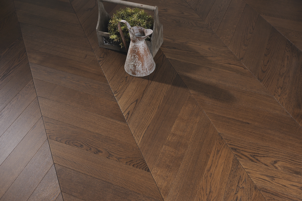 Brocca per l'acqua e portafiori su un parquet in Rovere a Spina Francese Provenza di Cabbia