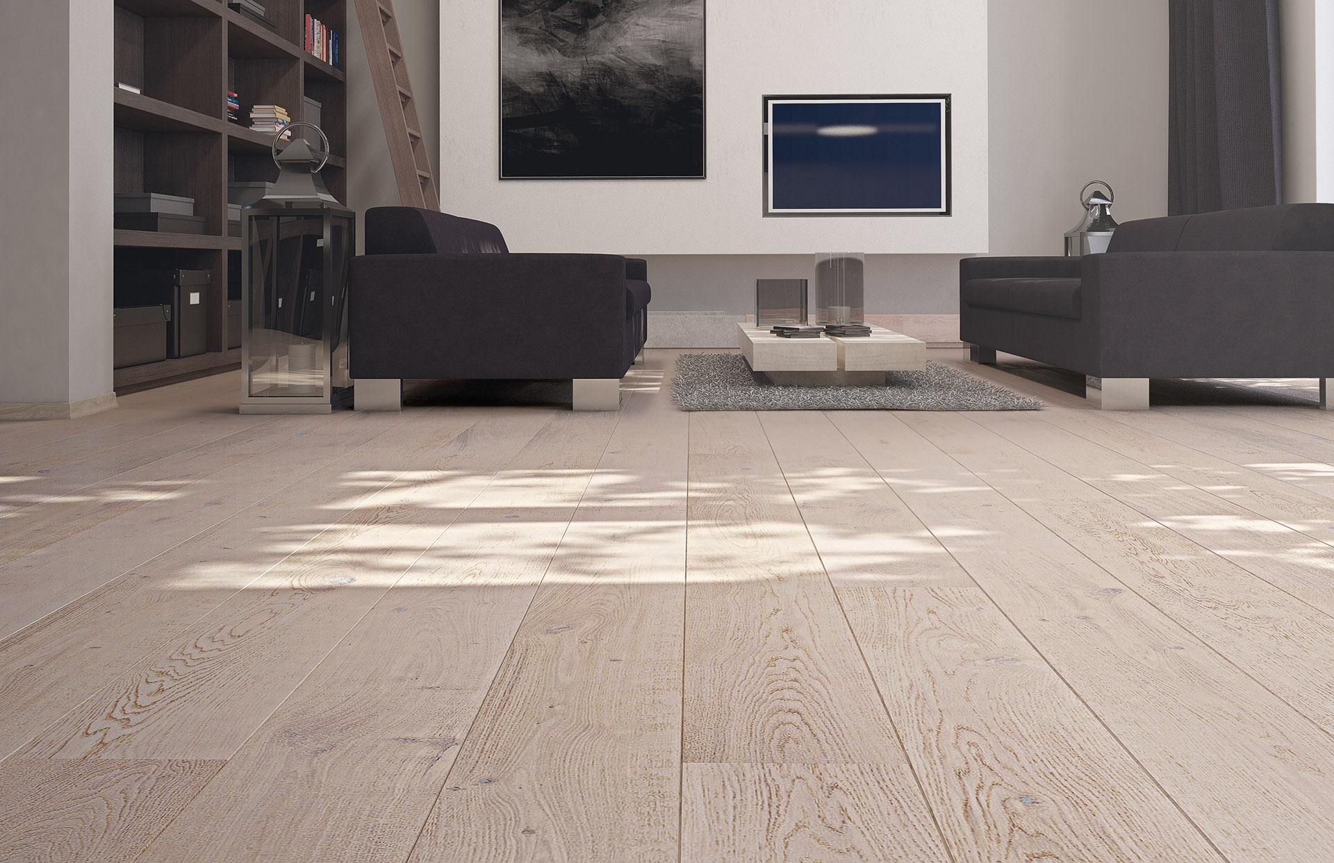 Salotto con Parquet in Rovere Naturalizzato di Cabbia
