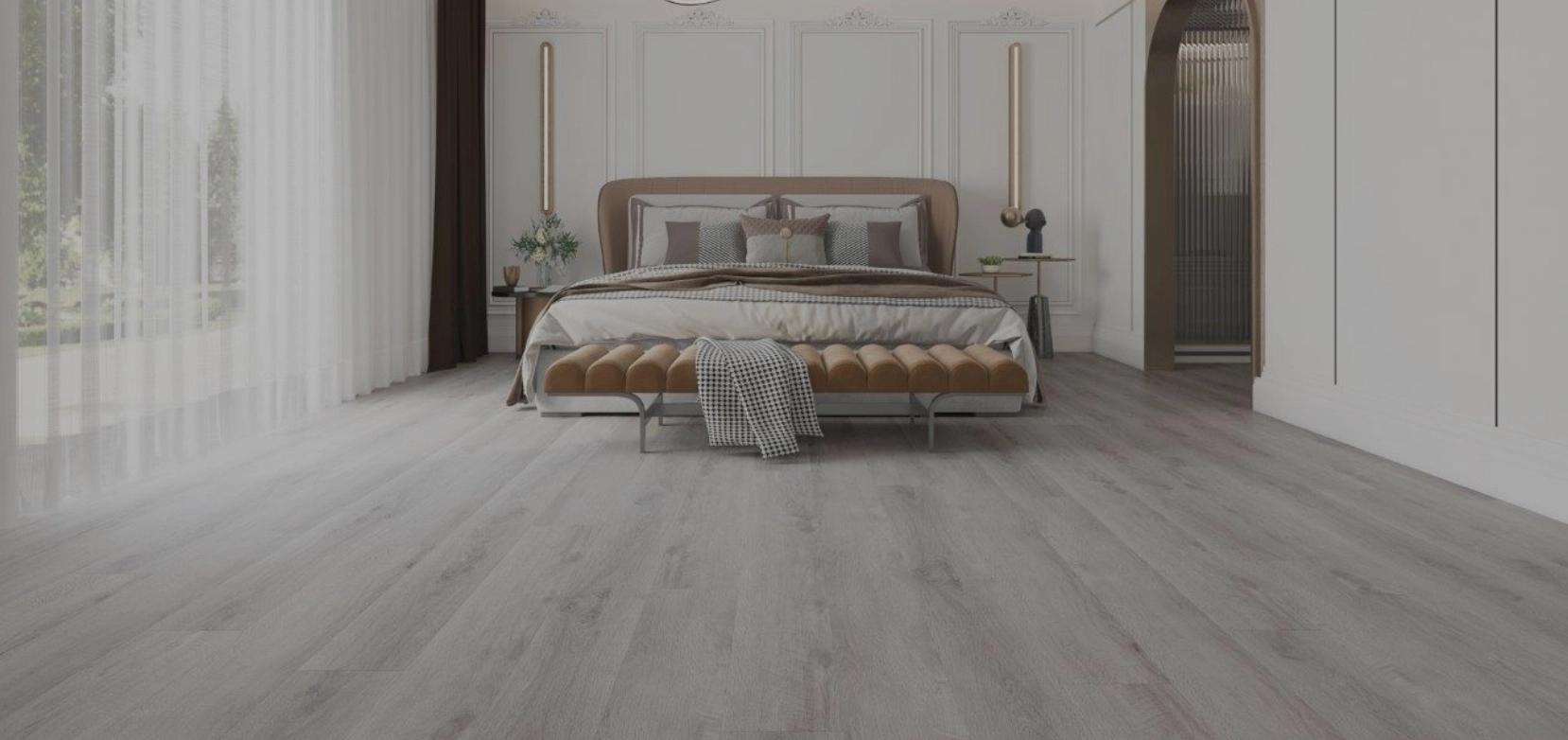 Interno di camera da letto con pavimento in legno vinilico Cabbia Extremo