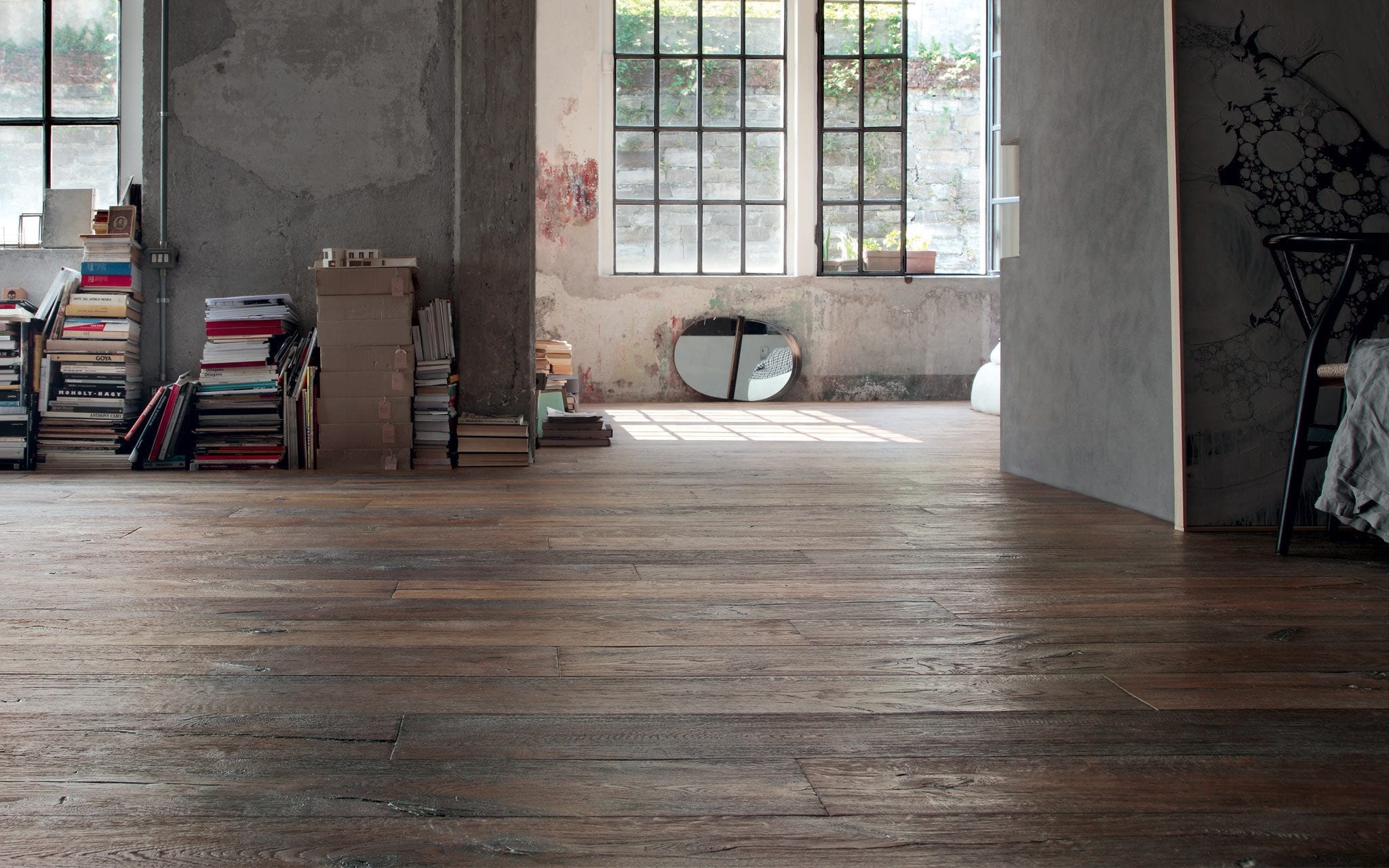 Stanza con Parquet in Quercia Memory Brown di Cabbia