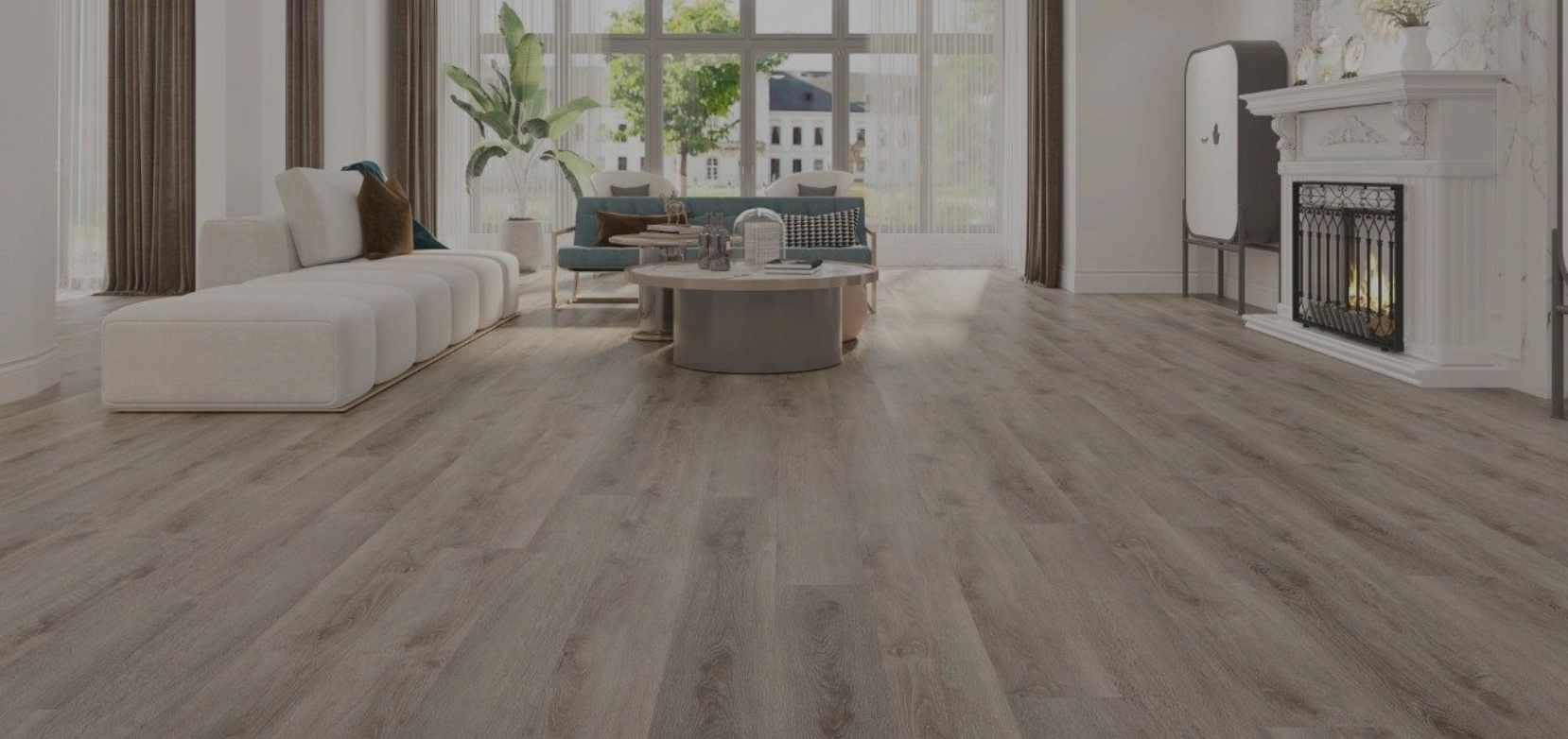 Interno di salotto con pavimento in legno vinilico Cabbia Extremo