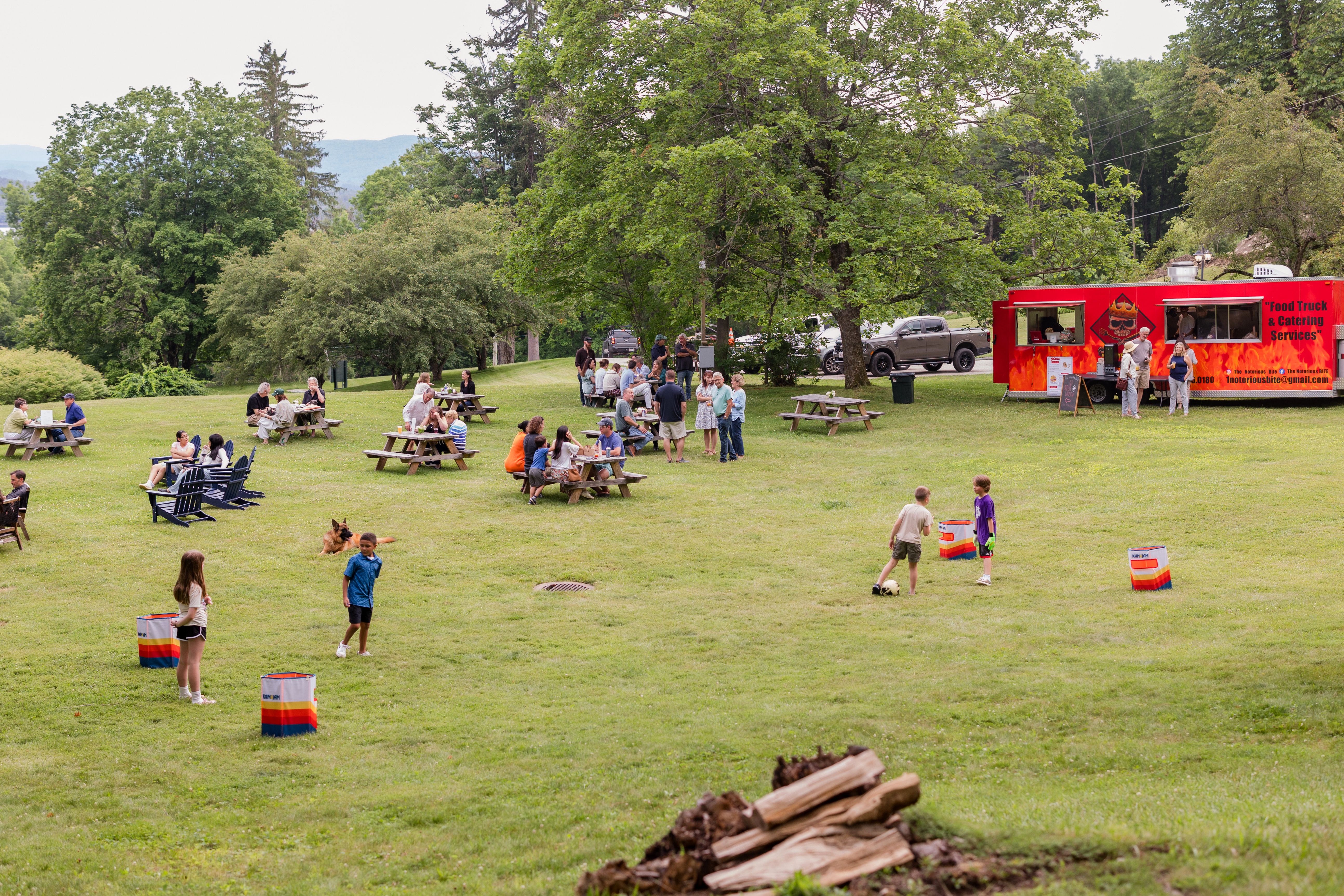 Enjoying the pop-up bar on the event lawn