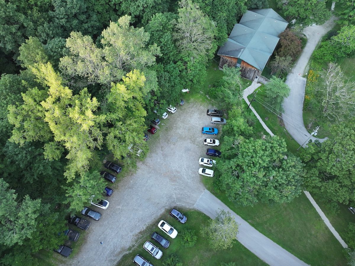 The parking lot and Lodge