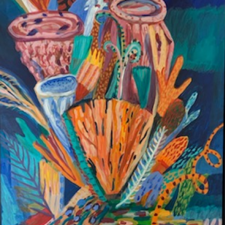 close up of multi-colored painting