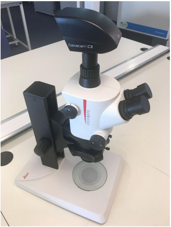 Top down view of a leica microscope. 