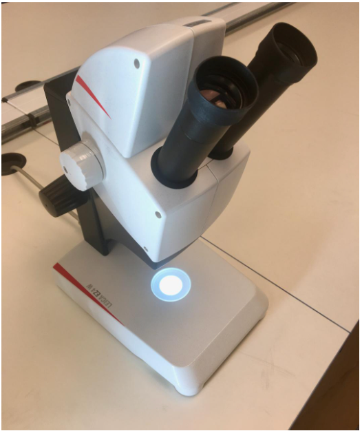 Top down view of a leica microscope. 
