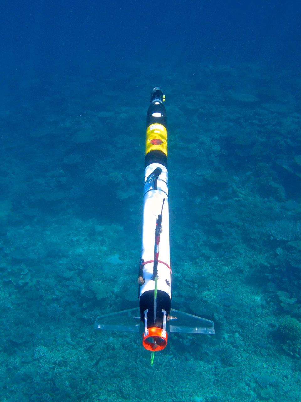 An Iver autonomous underwater vehicle (AUV) during a previous deployment. 