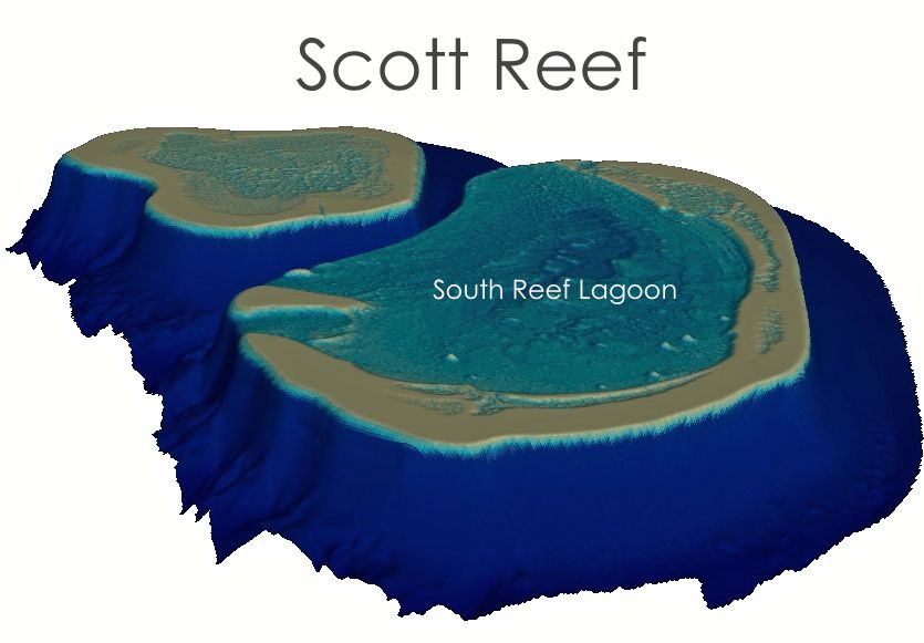 A map of Scott Reef showing the lagoon where initial work will be focused.