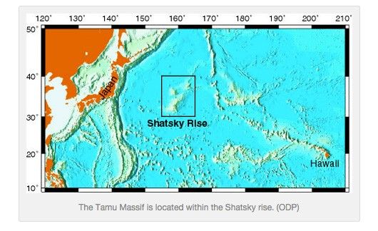 Tamu Massif is located within the Shatsky rise.