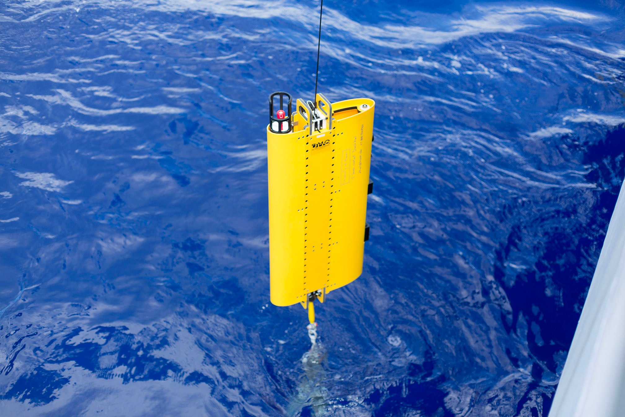 The "Wirewalker" is a floating autonomous vehicle, able to measure readings at different depths of the water column. A length of wire is suspended from a small surface float, and a package of sensors moves up and down the wire, taking readings at different depths.