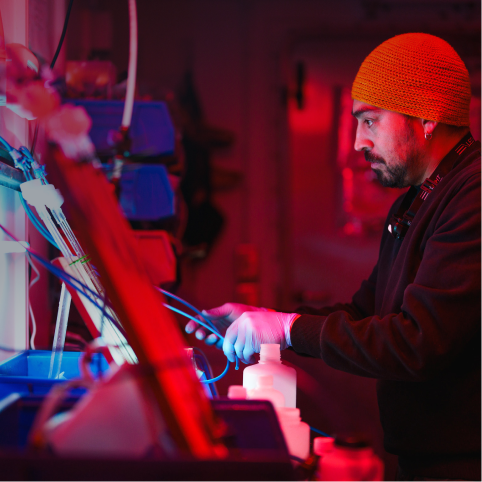 person working with wires