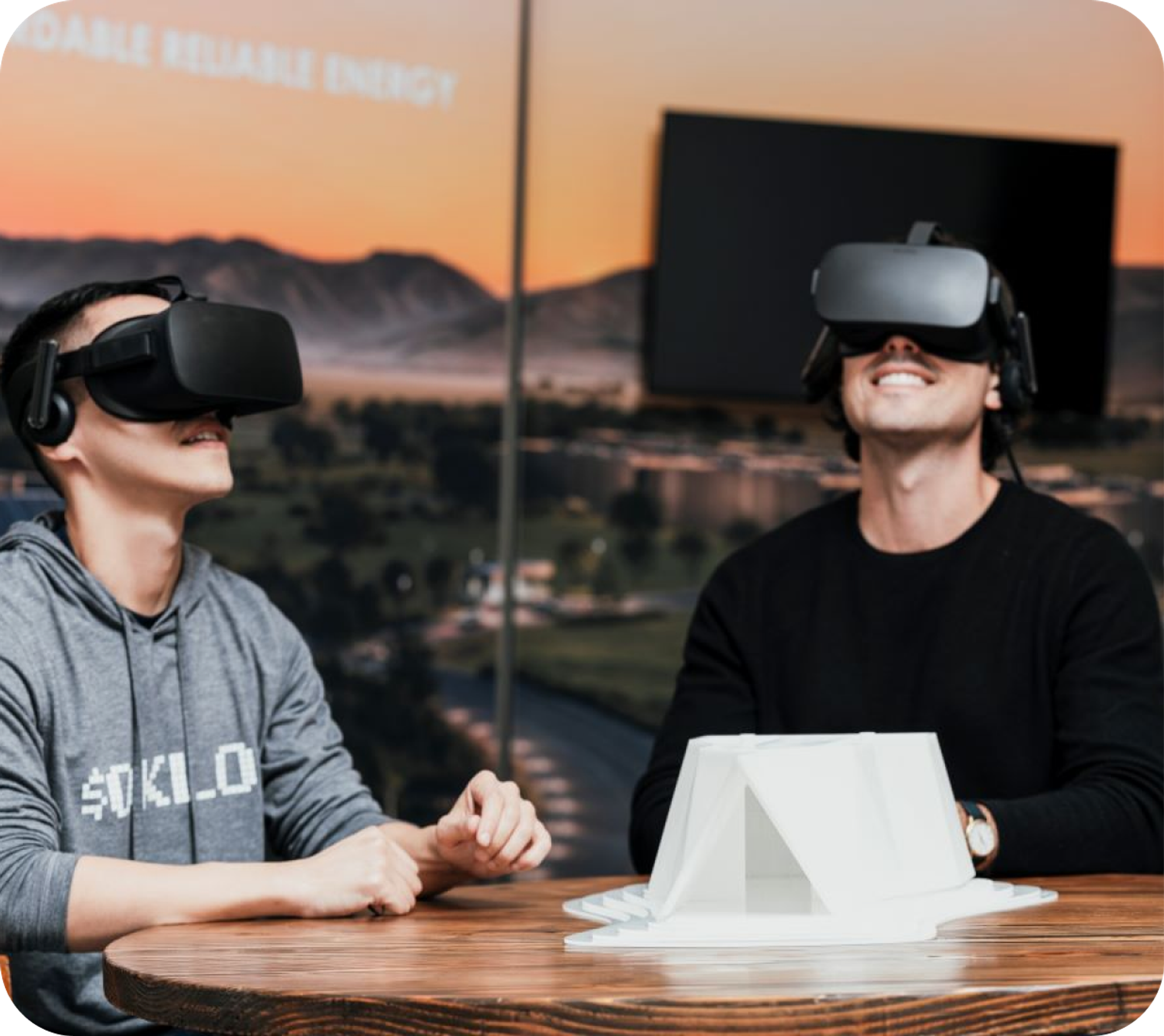 Team member testing a VR headset