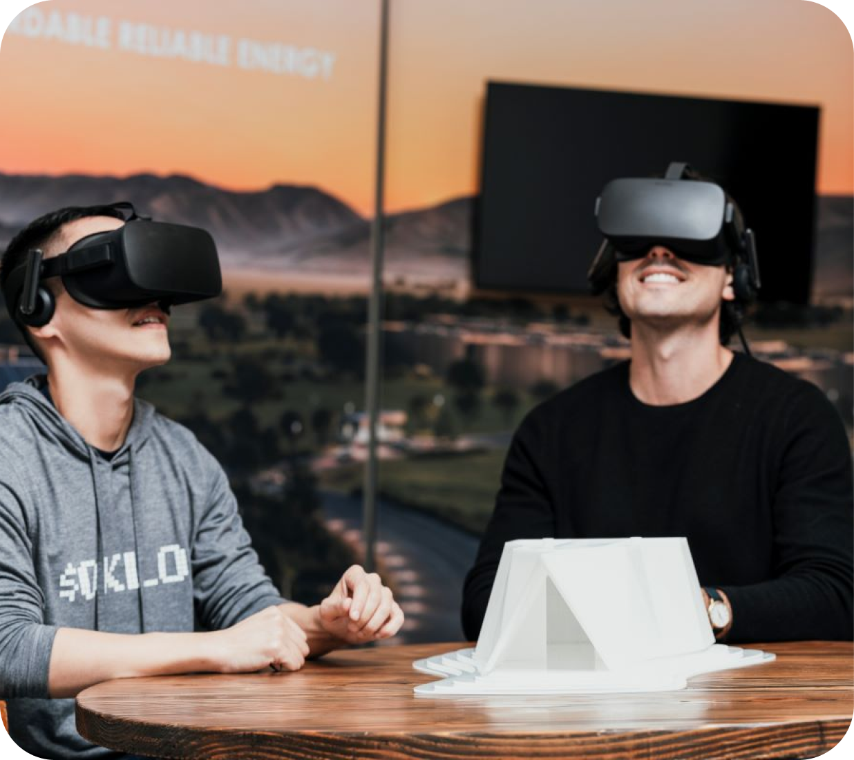 Team member testing a VR headset