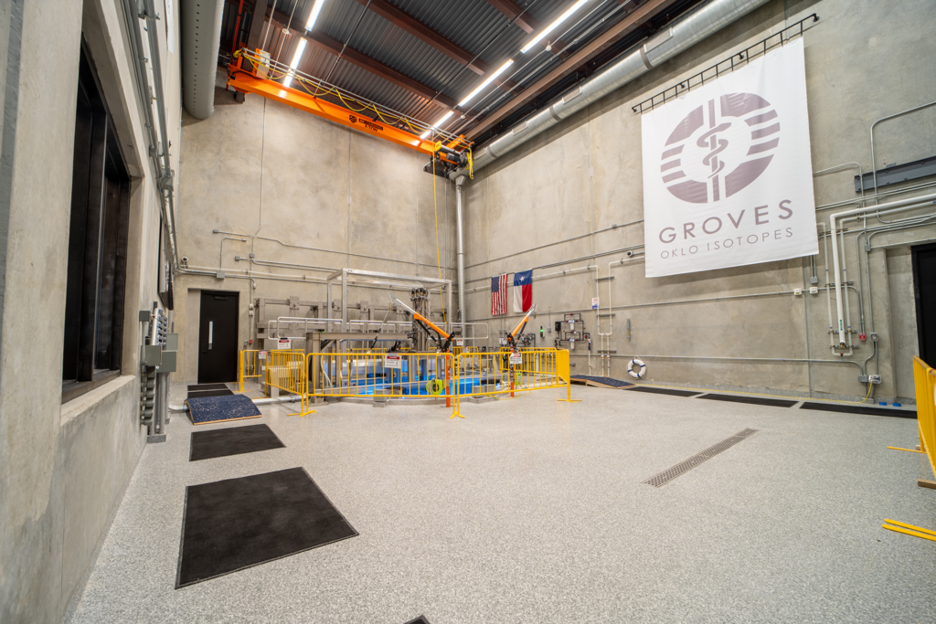 Groves Oklo facility interior with safety railings