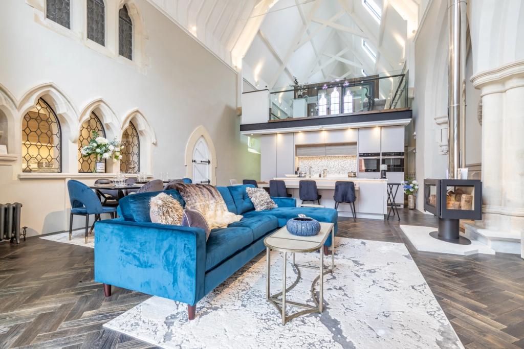Open plan contemporary church renovation kitchen