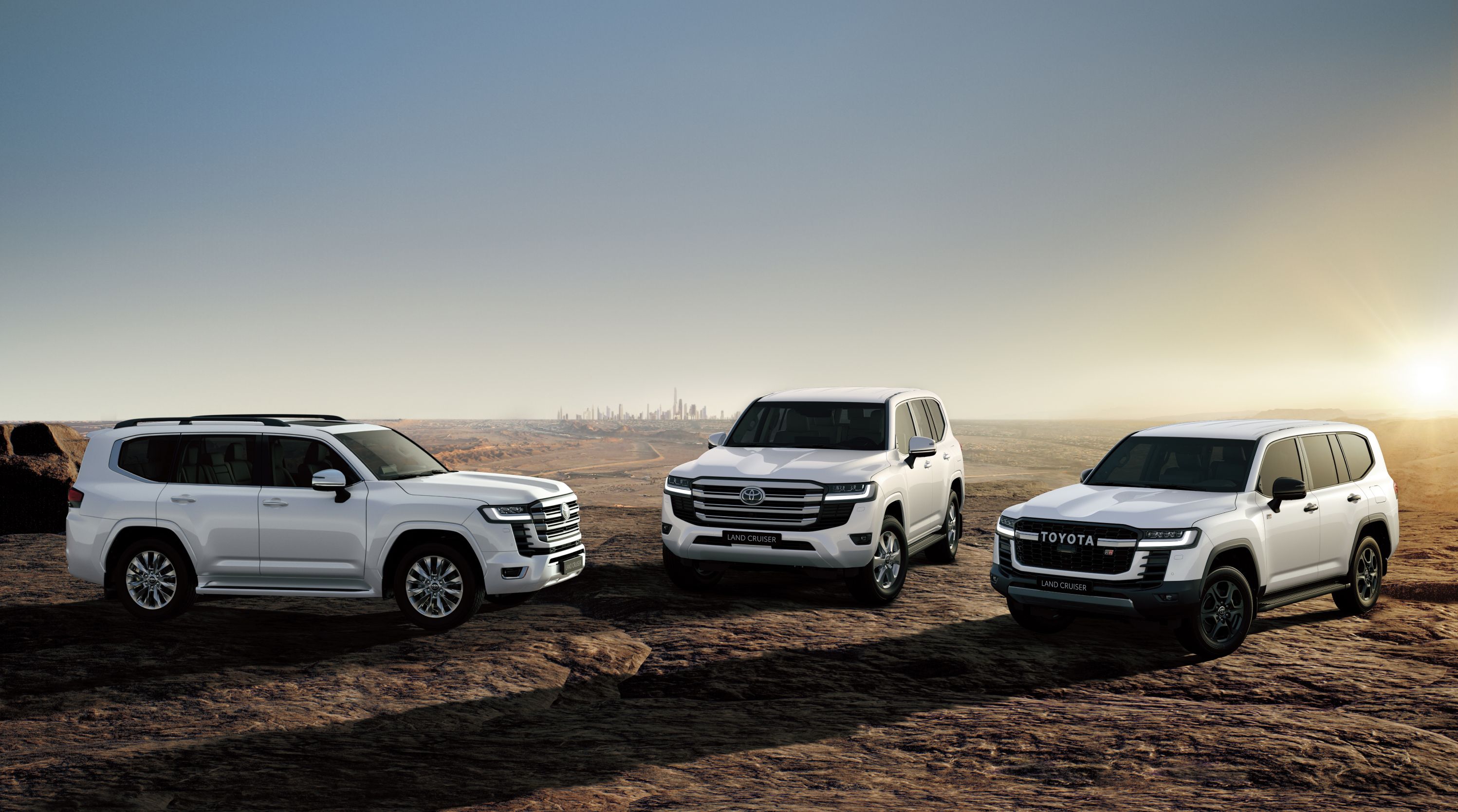 Land Cruiser 300 model lineup in multiple colours