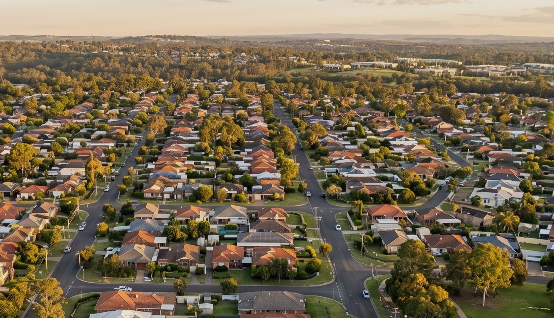 Aerial view of Campbelltown homes