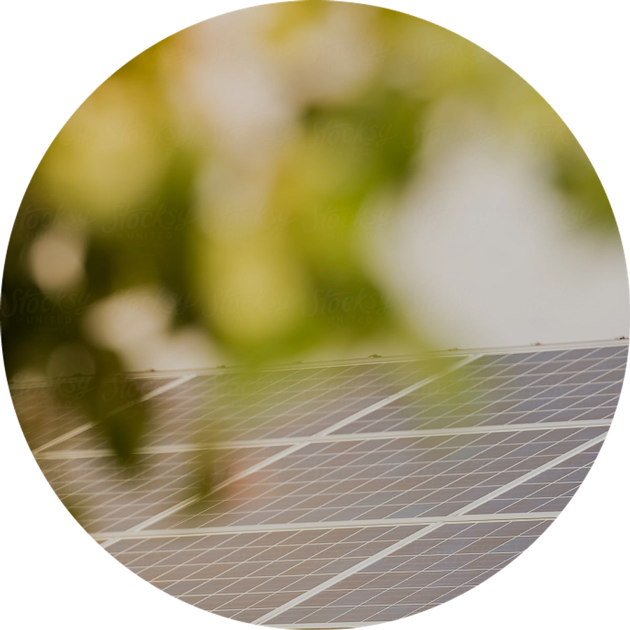 Rooftop solar panels in sunlight