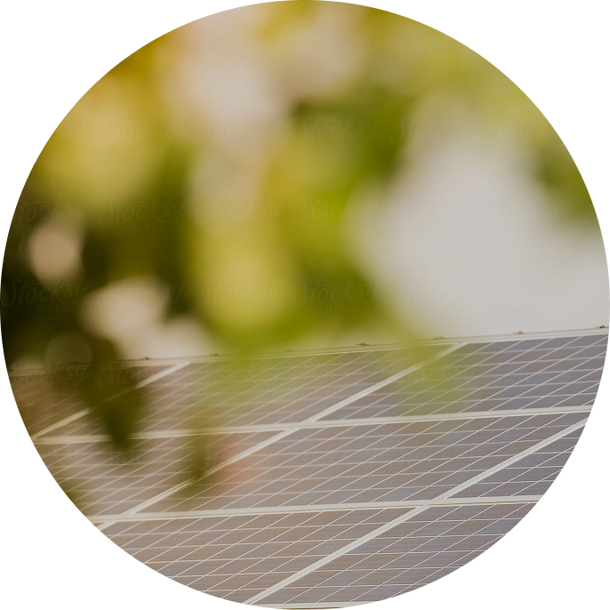 Rooftop solar panels in sunlight
